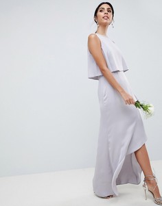Платье макси с кроп-топом и отделкой искусственным жемчугом ASOS DESIGN-Розовый