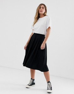 Юбка миди со складками ASOS DESIGN-Черный