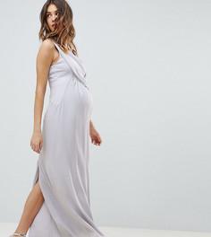 Платье макси с хомутом ASOS DESIGN Maternity-Серый