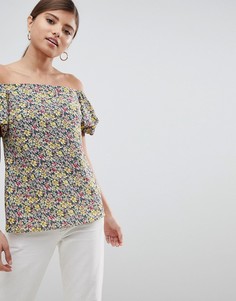 Топ с открытыми плечами и винтажным цветочным принтом Fashion Union-Мульти