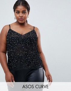 Топ с пайетками ASOS DESIGN Curve-Черный