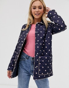 Стеганая куртка с принтом ASOS DESIGN-Темно-синий