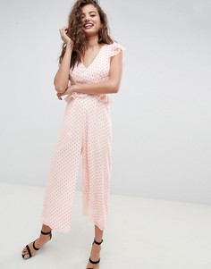 Комбинезон с вырезом и оборками ASOS DESIGN-Мульти