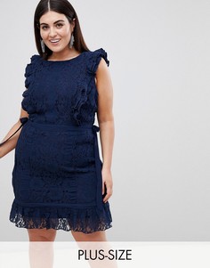 Кружевное платье-футляр Lovedrobe-Темно-синий