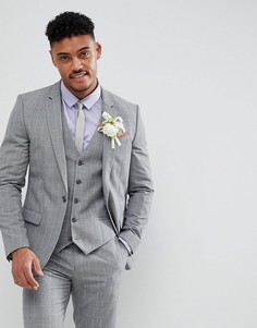 Серый приталенный пиджак в клетку River Island wedding