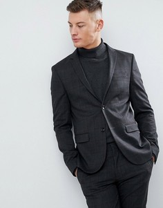 Темно-серый супероблегающий пиджак в клетку River Island