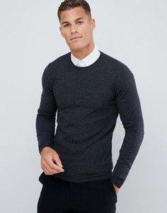 Темно-серый обтягивающий джемпер из мериносовой шерсти ASOS DESIGN