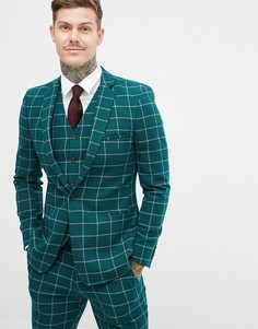 Зеленый приталенный пиджак в клетку ASOS DESIGN