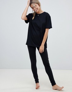 Комбинируемые трикотажные пижамные леггинсы ASOS DESIGN-Черный