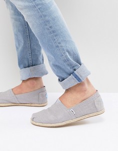 Серые льняные эспадрильи с веревочной отделкой TOMS-Серый