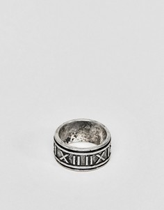 Серебристое кольцо с римскими цифрами ASOS DESIGN-Серебряный