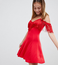 Сарафан мини с открытыми плечами и кисточками ASOS DESIGN Petite-Красный