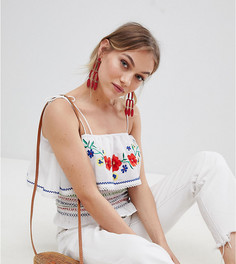 Присборенный топ с вышивкой ASOS DESIGN Petite-Мульти