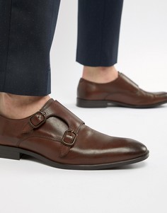 Коричневые кожаные монки ASOS DESIGN-Коричневый