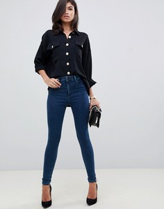 Джинсы скинни с завышенной талией ASOS DESIGN Ridley-Синий