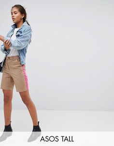 Шорты с полосками по бокам ASOS DESIGN Tall-Коричневый