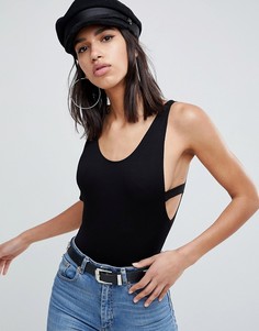 Боди черного цвета с высоким вырезом по бедру и глубоким вырезом на спине ASOS DESIGN-Черный