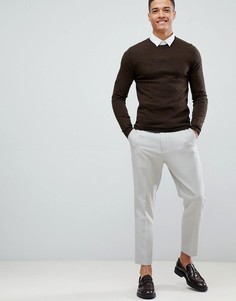 Коричневый обтягивающий лонгслив из мериносовой шерсти ASOS DESIGN