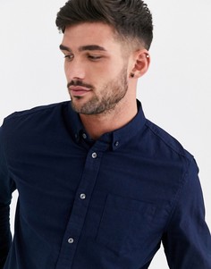 Темно-синяя оксфордская рубашка с длинными рукавами Burton Menswear-Темно-синий