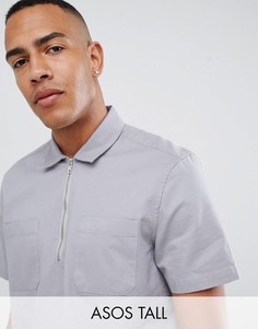 Серая оversize-рубашка без застежки с молнией ASOS DESIGN Tall-Серый