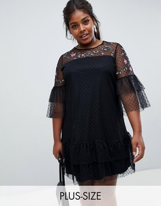 Платье из тюля с вышивкой Junarose-Черный