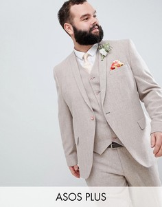 Облегающий пиджак пыльно-розового цвета с узором \в елочку\" ASOS DESIGN Plus wedding-Розовый