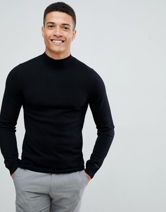 Черный обтягивающий джемпер с высоким воротом ASOS DESIGN