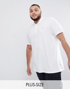 Белое узкое поло из пике Farah PLUS Blaney-Белый