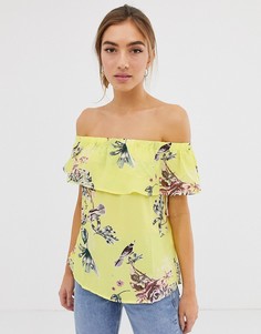 Топ с открытыми плечами и цветочным принтом Vila-Мульти