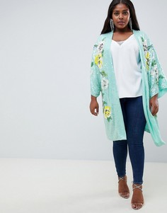 Куртка-кимоно с цветочной отделкой ASOS DESIGN Curve-Мульти