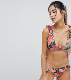 Плавки бикини с цветочным принтом и оборкой Missguided-Мульти