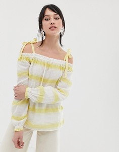 Топ в полоску с бретелями на завязках Vero Moda-Желтый