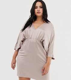 Платье мини с глубоким вырезом ASOS DESIGN Curve-Розовый