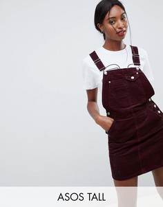 Вельветовый сарафан ASOS DESIGN Tall-Красный