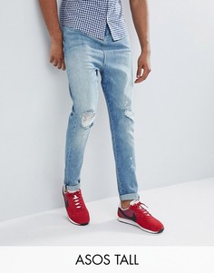 Рваные джинсы с заниженным шаговым швом ASOS DESIGN Tall-Синий