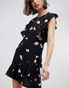 Платье с цветочным принтом и оборками Vero Moda-Мульти