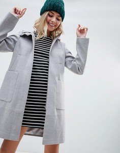 Пальто с капюшоном и молнией ASOS DESIGN-Серый