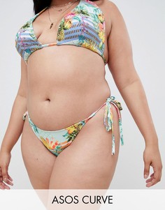 Трусы бикини с завязками по бокам и принтом в полоску ASOS DESIGN Curve-Мульти