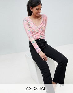 Боди с запахом и цветочным принтом ASOS DESIGN Tall-Мульти