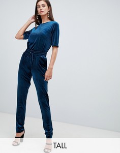 Бархатные приталенные брюки Y.A.S Tall Velvur-Синий