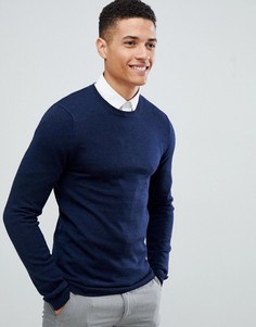 Темно-синий обтягивающий джемпер из мериносовой шерсти ASOS DESIGN