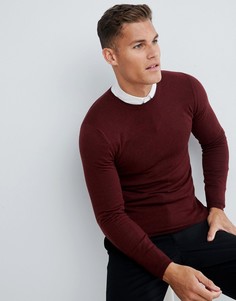Бордовый обтягивающий джемпер из мериносовой шерсти ASOS DESIGN-Красный