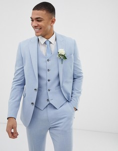 Синий приталенный пиджак ASOS DESIGN wedding