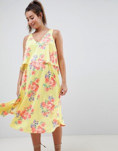 Платье миди с кейпом и цветочным принтом ASOS DESIGN Maternity-Мульти