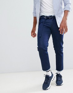 Синие джинсы слим с ремнем ASOS DESIGN-Синий