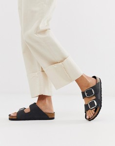 Кожаные сандалии с большими пряжками Birkenstock - arizona-Черный