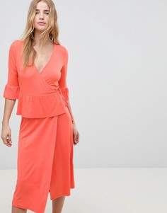 Платье миди с запахом ASOS DESIGN-Оранжевый