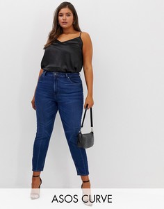 Темные джинсы скинни с завышенной талией ASOS DESIGN Curve-Синий
