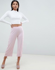 Укороченные брюки с кнопками ASOS DESIGN-Фиолетовый