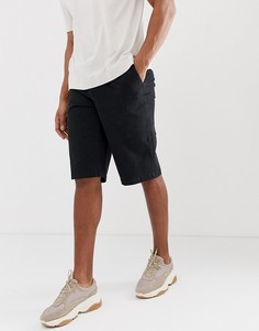 Черные шорты карго из плотной саржи ASOS WHITE-Черный